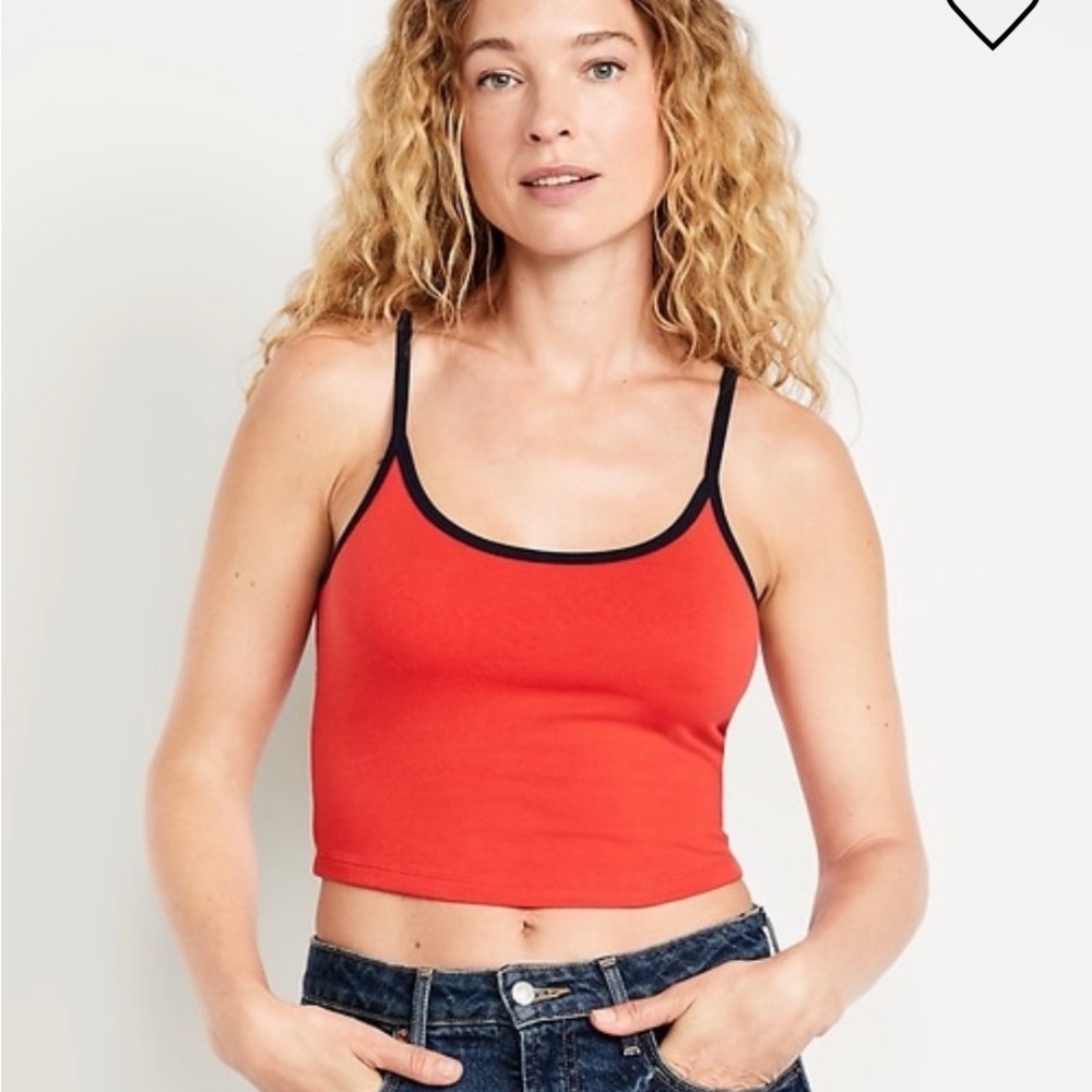 Old Navy Red Cropped Cami/Top with Navy trim size M. Unlined.
